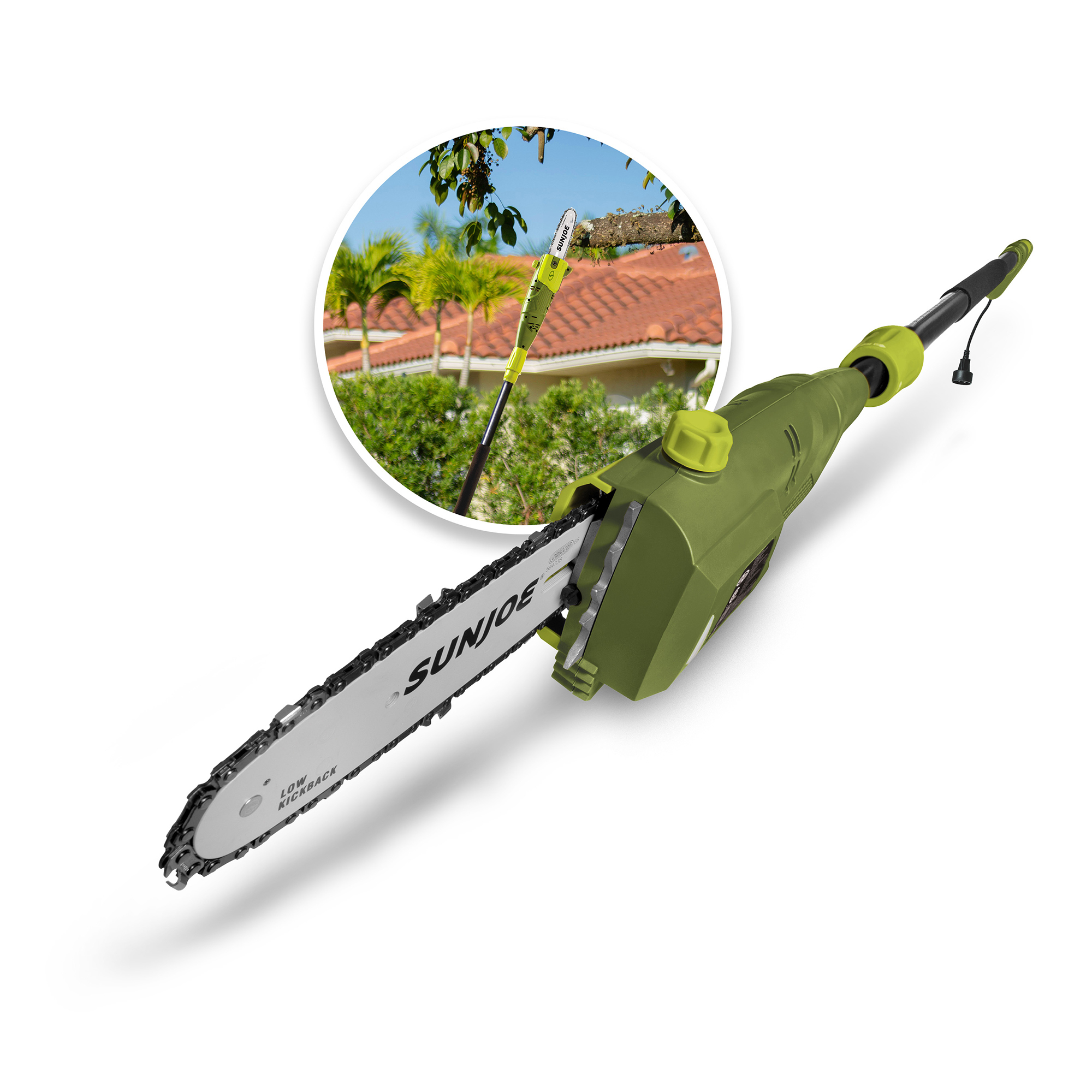 SunJoe, 6.5-Amp 8in. Pole Chain Saw, Bar Length 8 in, Operating Height 15 ft, Model# SWJ800E